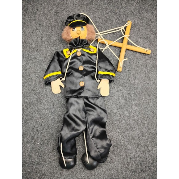 Unbranded Other - Vintage Sailor Military Policeman Wooden Marionette Puppet